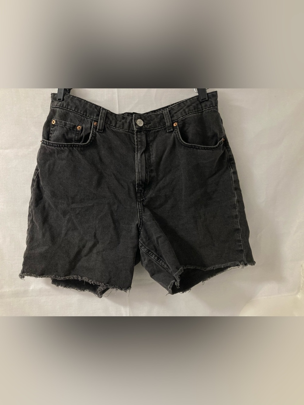 Divided Black Denim Cutoff Shorts Frayed Hem Y2K Size 10